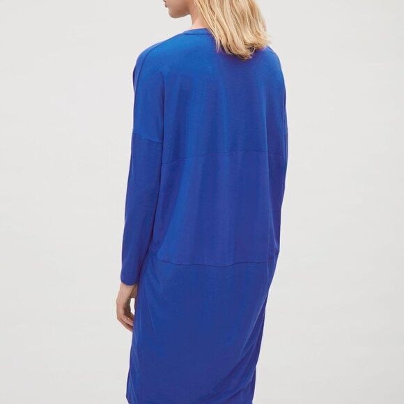 COS Oversized Lagenlook Blue Silk Mix Media Midi Dress Sz XS - Picture 2 of 11